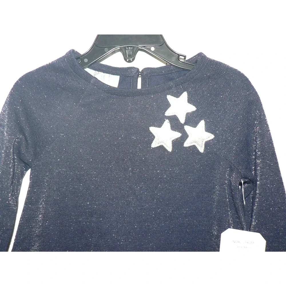 Pippa & Julie Baby Girls Long Sleeve Tutu Hem Stars Dress Navy/Silver 2T $44‎